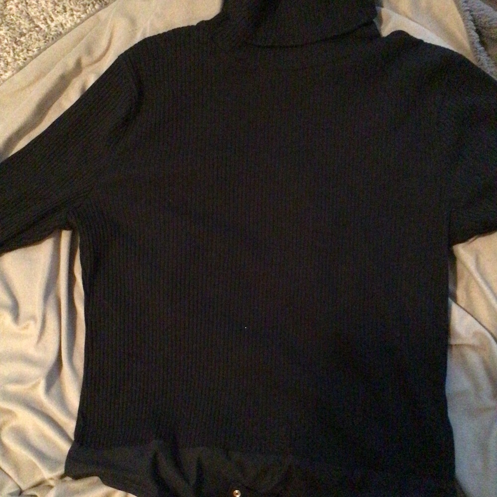Jcrew Black Ribbed Turtleneck Bodysuit Size XL
